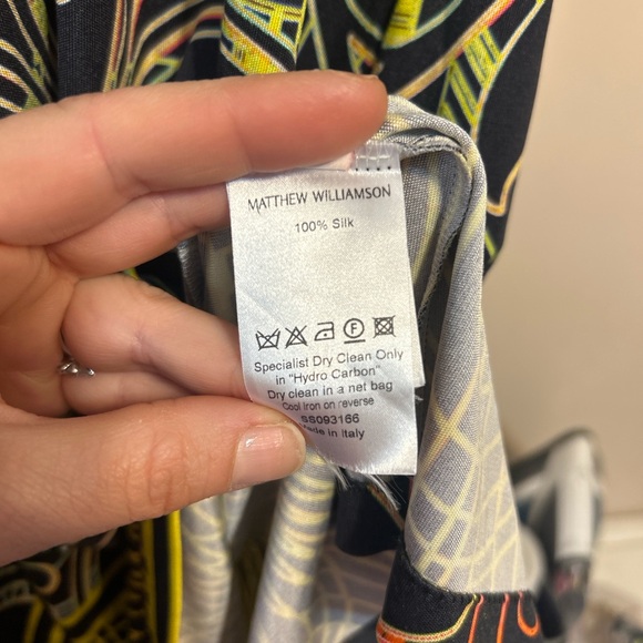 Matthew Williamson 100% Silk Multicolor Print Dress w/ Beaded Cuffs – Size 10 - Picture 4 of 5